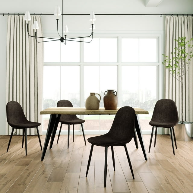 Homy Casa Modern Rectangular 5-Piece Dining Set for Dining Room, Faux Wood Table with 4 Upholstered Chairs