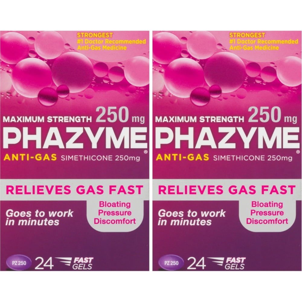 2 Pack - Phazyme Maximum Strength 250 MG Softgels, 24 Each