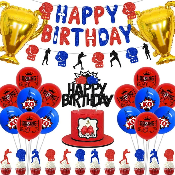 Red Blue Boxing Birthday Party Decorations for Boys, Boxing Match Party