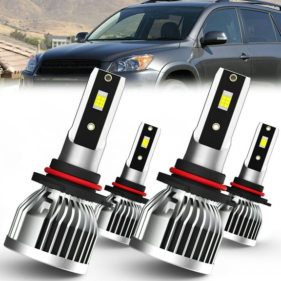 QIPEIZSP Compatible for Toyota RAV4 1998-2012 Led Headlights 9005 9006 Bulbs 4 Pack