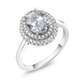 thumbnail image 2 of Gem Stone King 925 Sterling Silver Oval White Topaz Halo Engagement Ring for Women (2.70 Cttw, Gemstone November Birthstone, Oval 8X6MM, Size 8), 2 of 4