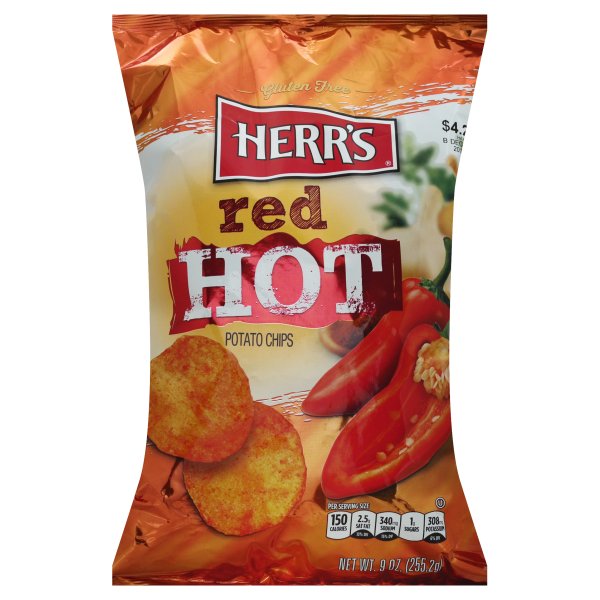 Herr's Red Hot Potato Chips, 9 Oz.
