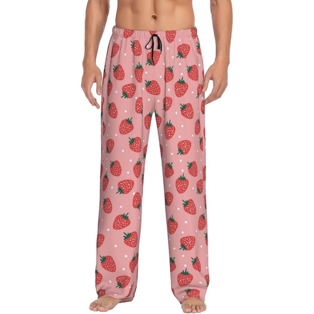 Balery Strawberries Pantalones de pijama para hombre, pijama ultraligero, pantalón de descanso-Medium