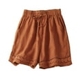 thumbnail image 1 of 2025 Shorts d'Été Fins en Lin pour Femmes Shorts d'Été à Moins de 10 Shorts Rétro en Dentelle Creuse pour Femmes Shorts de Compression Taille Élastique Décontractés, 1 of 3