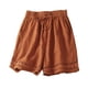 thumbnail image 1 of Pantalones cortos de lino finos de verano para mujer: encaje retro calado, cintura elástica, pantalones informales, tallas M-XXXL, tejido de algodón, 1 of 3