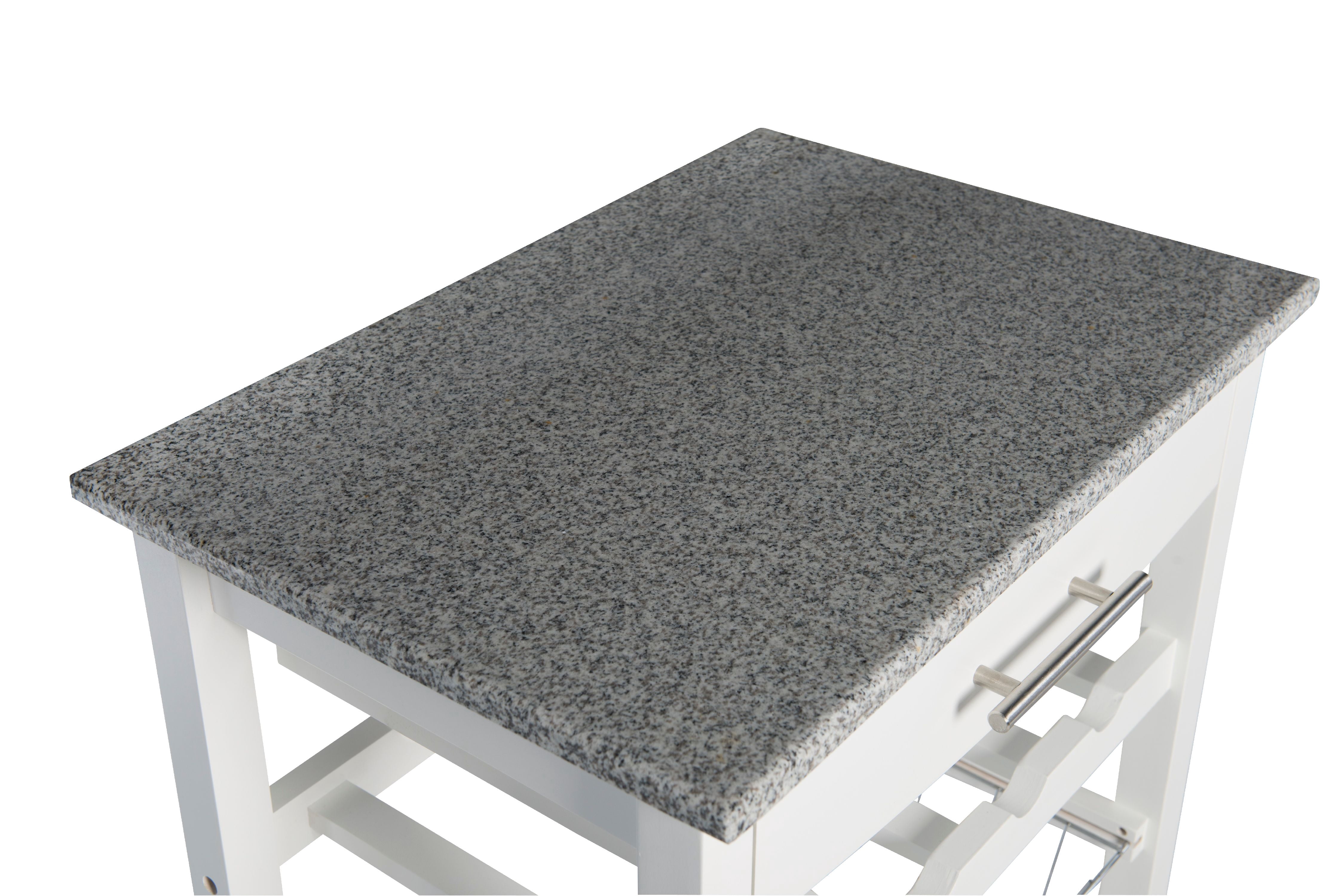 Linon Roger Kitchen Island Granite Top, with Castors, Multiple Colors