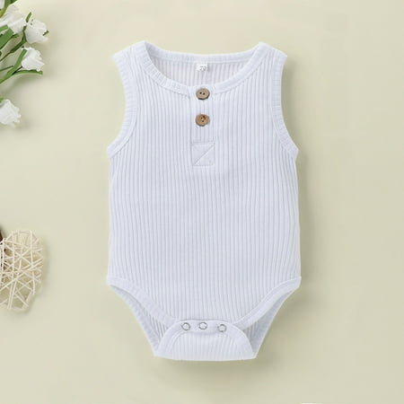 

Jeborah Infant Baby Boys Girls Solid Ribbed Bodysuit Stitch Sleeveless Clothes Romper Clearance Under 5