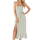 thumbnail image 1 of Vestido de dama de honor elegante de verano para mujer, vestido largo informal sin mangas con escote cuadrado y volantes, verde, S, 1 of 7