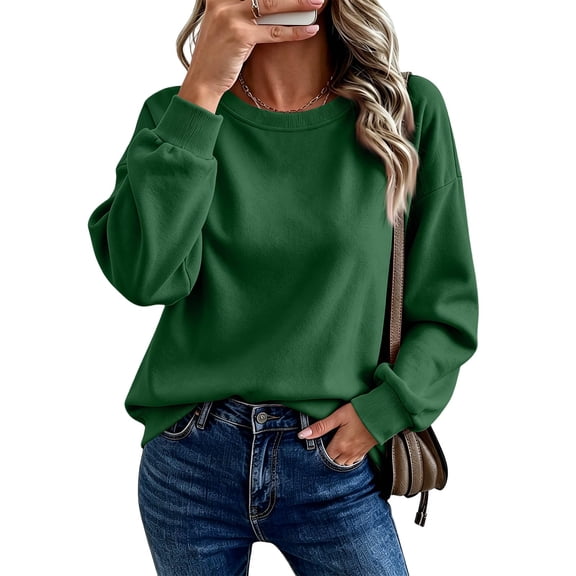Oversized Crewneck Sweatshirt Women 2026 Fall Comfort Colors Sweatshirt Casual Long Sleeve Fleece Pullover Sweaters,M