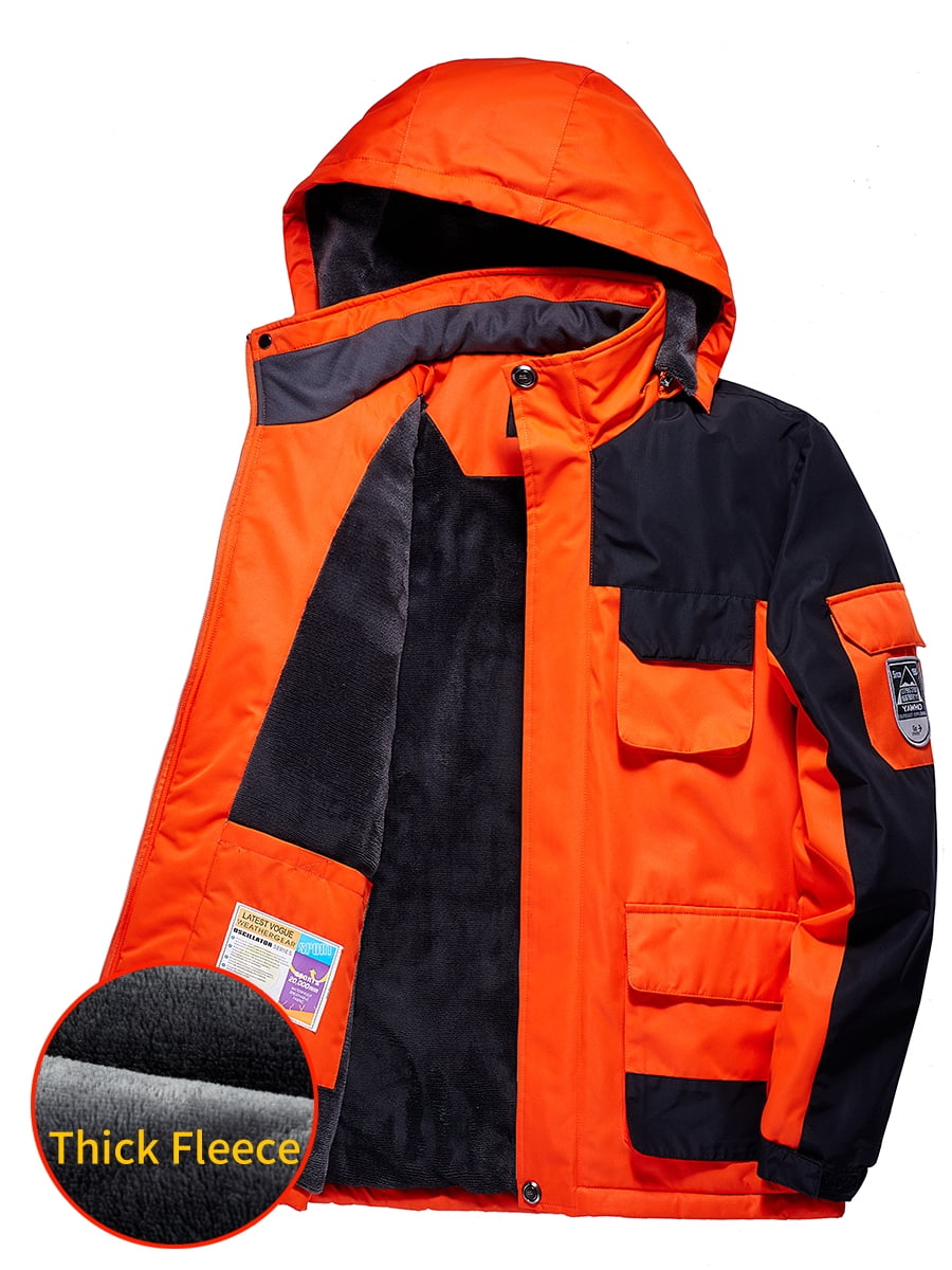 Men's Ski Winter Jacket Mountain Windproof Waterproof Rain Snowboarding Jackets Fleece Warm Snow Hooded Coat