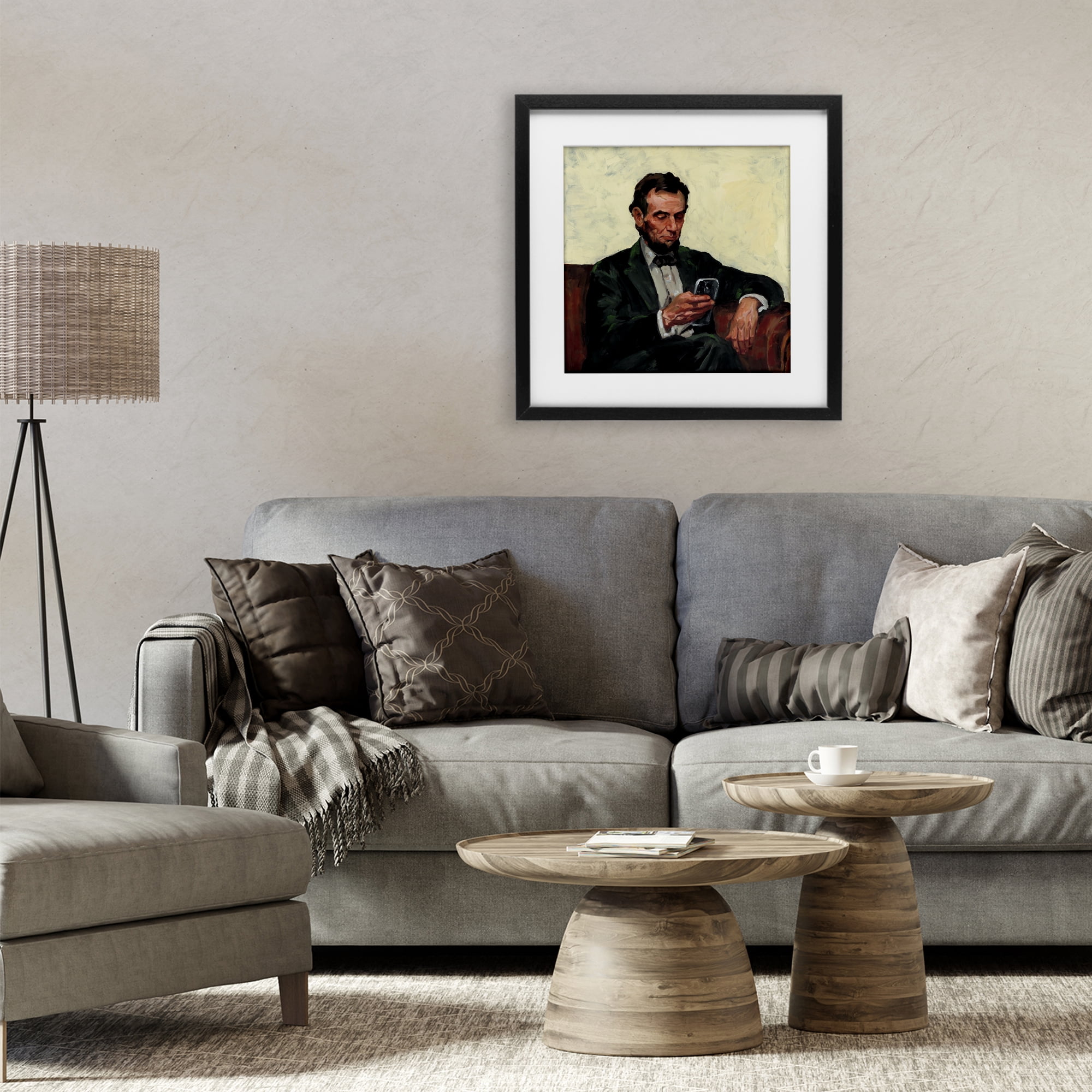 Stupell Industries Abe with Cellphone Black Framed Print Under Glass, design by Studio Bautista