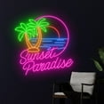 thumbnail image 3 of Handmadetneonsign Sunset Paradise Ocean Palm Tree Wall Art, Beach Wall Decor, Tropical Wall Decor, 3 of 5