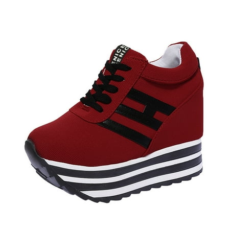 

Womens Sneaker Wedge Fashion Women s Casual Lace Up Sneaker Canvas High-top Thick Bottom Sport Shoes Womens Platform Star Sneaker Lace up Fashion Comfortable Walking Shoes
