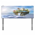 thumbnail image 3 of Fantasy Headboard, Island with Dragon Castle Tower Waterfall and Flipped Mountain in Space Image, Upholstered Decorative Metal Bed Headboard with Memory Foam, Full Size, Green and Blue, by Ambesonne, 3 of 4