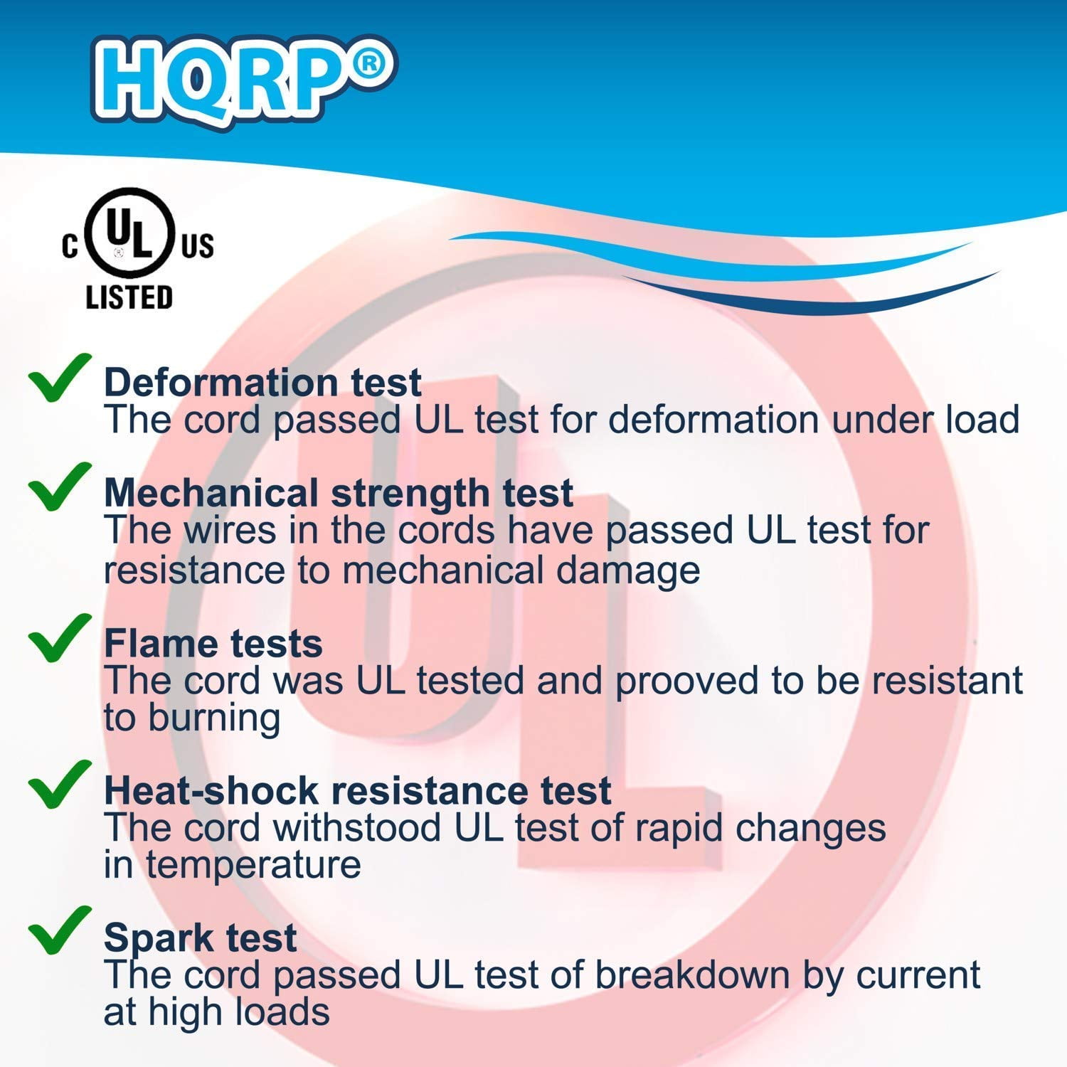 HQRP AC Power Cord fits Toshiba 40L2400U 40L3400U 50L1400U 50L2400U 50L3400U LED LCD HDTV Smart TV Mains Cable