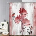 thumbnail image 4 of Rustic Farmhouse Shower Curtain, Farm Red Daisy Floral Flowers and Butterfly on Country Wooden Shower Curtain for Bathroom, Light Burgundy Gray Grey Shower Curtain with 12PCS Hooks, 70X84IN, 4 of 6