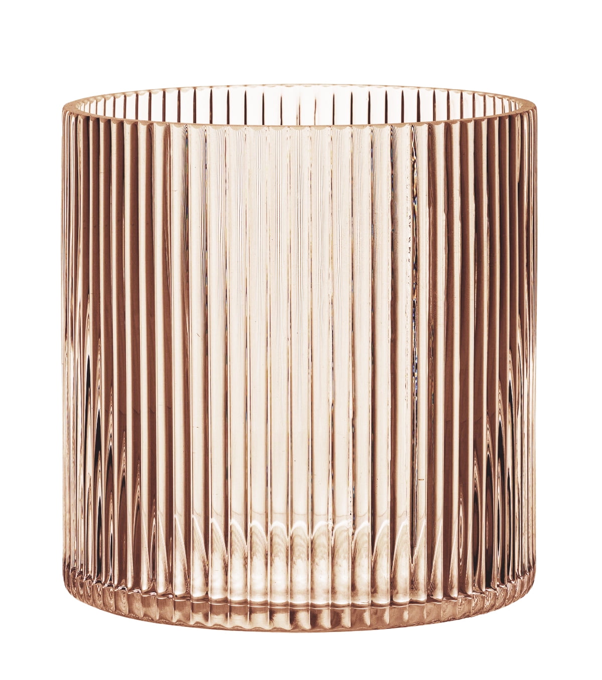 Better Homes & Gardens Amber Glass Ribbed Hurricane Candleholder, 5", Medium