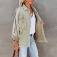 thumbnail image 6 of LYMAYTER Women Relaxed Coats Solid Color Long Sleeves Denim Jean Jacket Washed Mid-Length Cowboy Outwear S-XL, 6 of 8