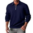 thumbnail image 6 of QHFBli Men's Plus Size Crewneck Sweatshirt 24 Autumn Long Sleeved Lapel Zipper Men's Loose Casual Top Shirt Comfortable Soft Fabric Stylish Navy XXL, 6 of 9
