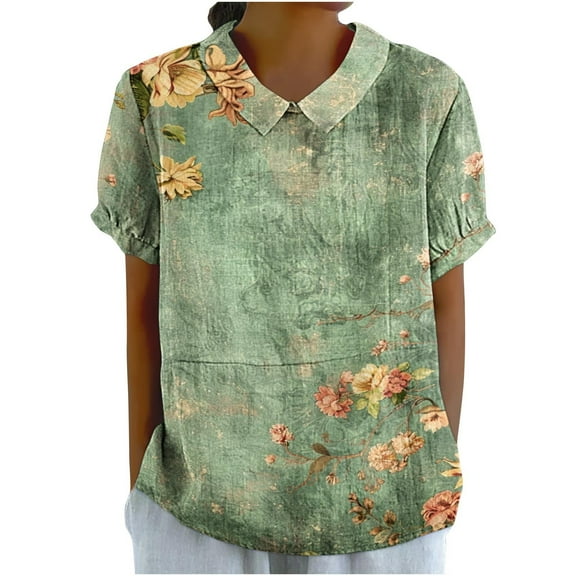 Otaozi Womens Summer Tops Boho Style Womens Tops Summer Plus Size Blouses For Women Business Casual Summer Beach Vacation Clothes For Women Petite