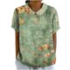 thumbnail image 2 of Fiudx Ofertas Flash Del Día Camiseta Holgada Informal con Estampado para Mujer, Tops de Manga Corta con Cuello de Muñeca, Blusa Bonita y de Lino, 2 of 5