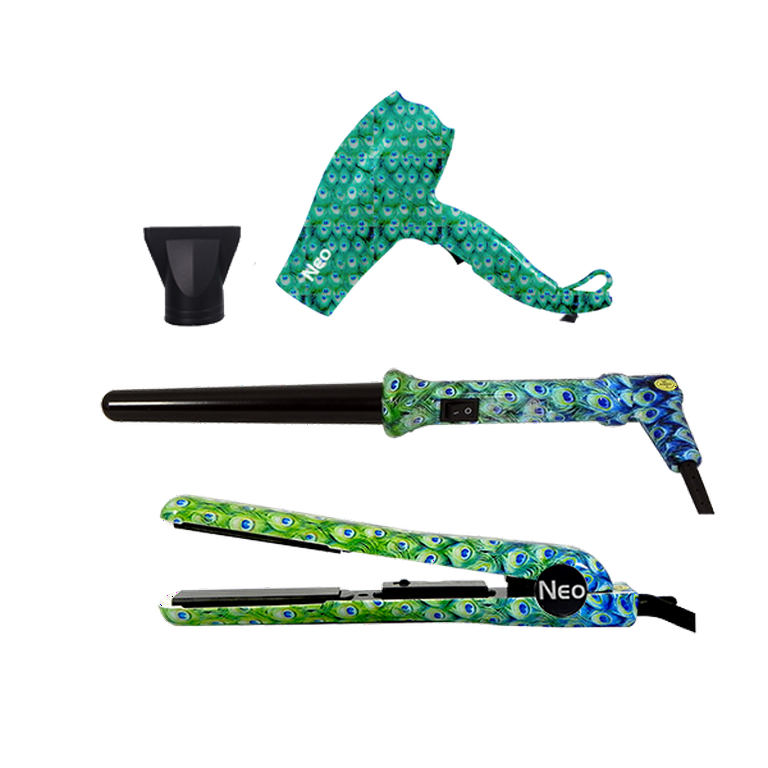 Hair dryer straightener top and curling iron set