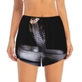 thumbnail image 2 of Gukieu Black Cobra Snake Print Women's Sports Shorts with Drawstring Elastic Waistband for Running, Yoga, Fitness-Medium, 2 of 7