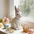 thumbnail image 5 of Easter Decor – Bunny Figurine, Ceramic Rabbit Ornament for Home Tabletop Spring Easter Decorations, White, 7.56 x 5.71 x 4.13 in, 5 of 6