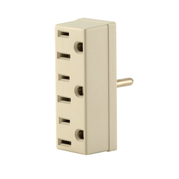 Leviton 697-I 15 Amp, 125 Volt, Triple Outlet Adapter, Ivory