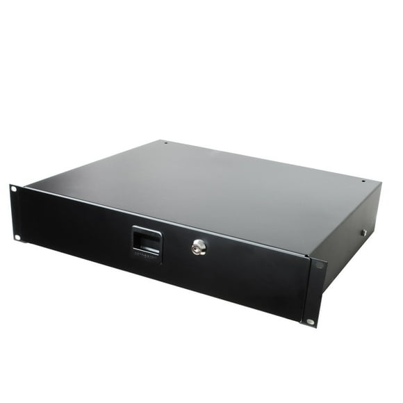 Penn Elcom 3232LK Standard Sliding Steel Rack Drawer for 2 Rack Spaces (2U) with Slam Latch & Key Lock, 14 Inch Deep Gear Storage