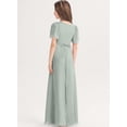thumbnail image 3 of Drtj 2-14T Kids Teens Junior Bridesmaid Flower Girl Dresses Formal Dresses V-Neck Floor-Length Chiffon, 3 of 7