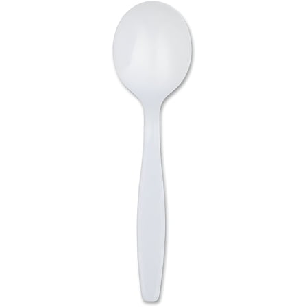 ACDANC Disposable Plastic White Soup Spoons (100 Count) for Home,Restaurant,Hotel,Deli & Big Parties