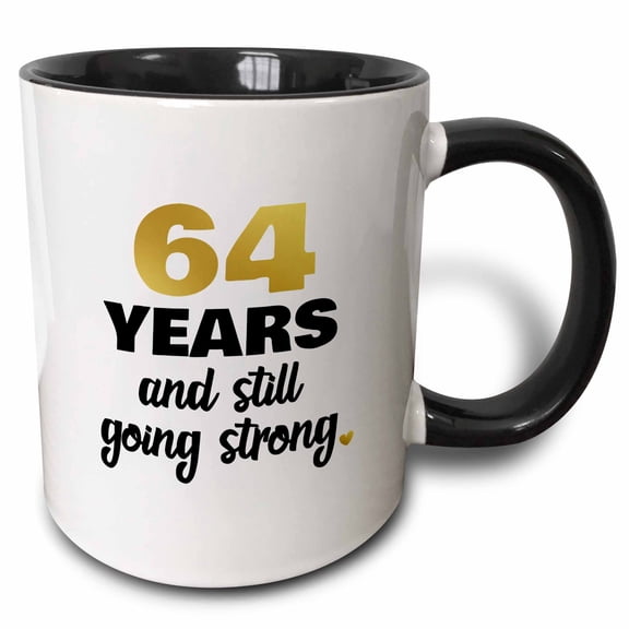 3drose, 64 Year Anniversary Still Going Strong Gift for 64th Wedding Anniversary, 11oz Two-tone Black Mug