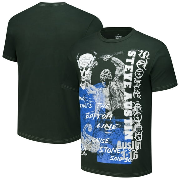 Men's Ripple Junction Forest Green "Stone Cold" Steve Austin Poster Collage T-Shirt
