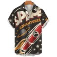 thumbnail image 4 of Camisa hawaiana con estampado 3D de cohetes para hombre, blusa con patrón de dibujos animados, camisas casuales de verano estilo hawaiano, blusa holgada de manga corta con botones, 4 of 5