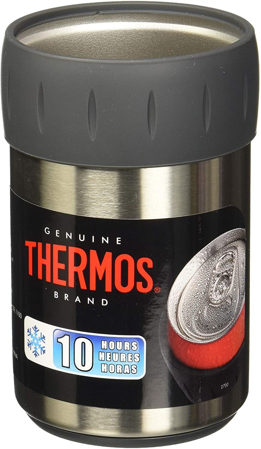 Thermos Stainless Steel Beverage Can Insulator for 12 Ounce Can Black 