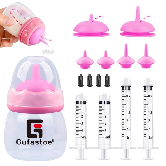 Gufastore 15-Piece Nursing Kit with Pet Feeding Nipple and Syringes for Puppies and Kittens