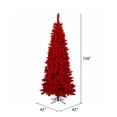 thumbnail image 2 of Pemberly Row 108" Fir Artificial Christmas Tree with LED Lights in Flocked Red, 2 of 2