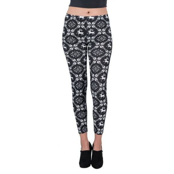 Women's Reindeer Design Full Length Stretchy Leggings