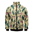 thumbnail image 3 of Chaqueta con cuello alto y cremallera con estampado digital 3D de hojas hawaianas para hombre y mujer, chaquetas de manga larga, ropa de calle de moda para hombre, 3 of 5