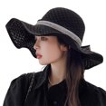 thumbnail image 1 of Wide Brim Hat Straw - Bowknot Sun Protection Beach Hat Fisherman Cap Floppy Hat, 1 of 7