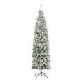 thumbnail image 2 of National Tree Company 7.5 ft. Pre-Lit Artificial Acacia Pencil Slim Christmas Tree, Green, 350 Clear Lights, Flocked, Includes Stand, 2 of 8
