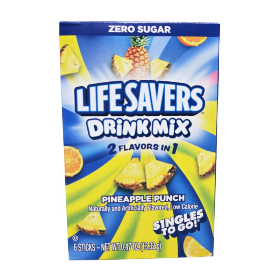 (4 pack) Life Savers Raspberry Lemonade, Pineapple Punch, and Cherry Watermelon Drink Mix Sticks Zero Sugar