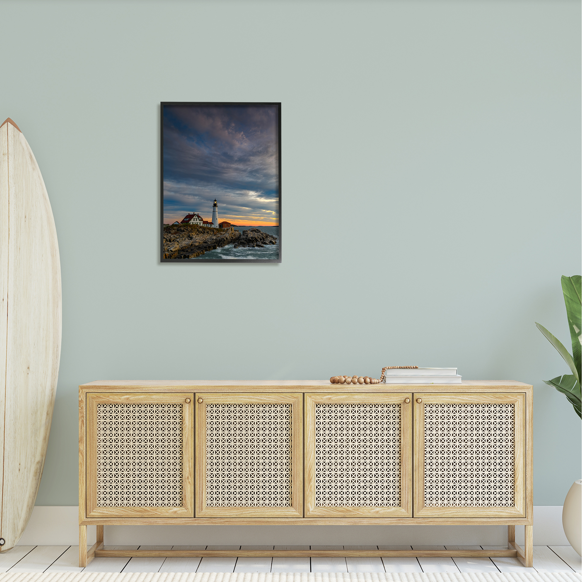 Stupell Seaside Lighthouse Beacon Coast Landscape Photography Black Framed Art Print Wall Art