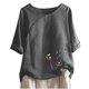 thumbnail image 1 of Blusas de Manga Corta para las Mujeres Impresas Cuello Redondo Camiseta Casual, Blusa de Algodón de Imitación para las Mujeres, 1 of 4