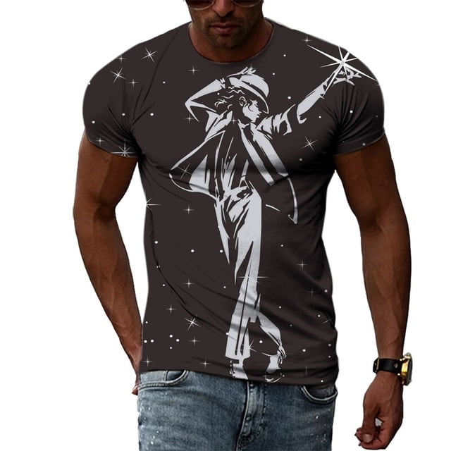 Camiseta con estampado 3D de Michael Jackson para hombre, camisa de cuello redondo de manga corta, ropa de calle Harajuku de gran tamaño, camisetas para niños