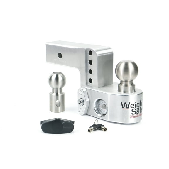 Weigh Safe Adjustable Trailer Hitch Ball Mount - 4" Adjustable Drop Hitch for 2.5" Receiver - Premium Heavy Duty Aluminum Trailer Tow Hitch with Built in Weight Scale for Anti Sway - 18,500 lbs