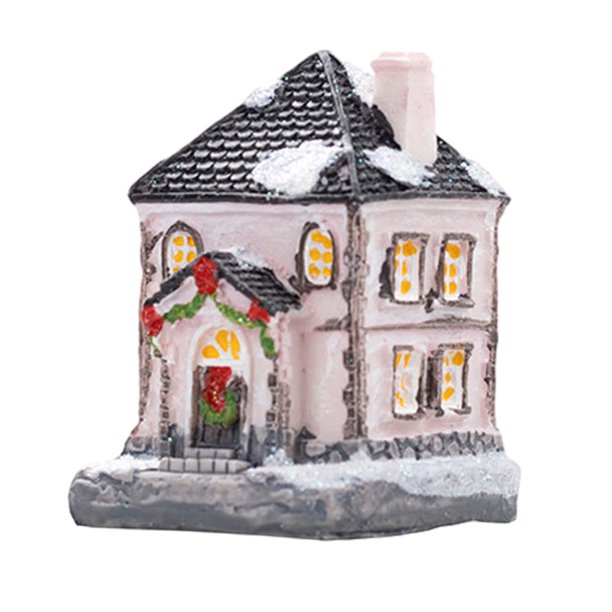 Casa de nieve Navideña Hugo Decoración Navideña para el hogar Casa en miniatura luminosa