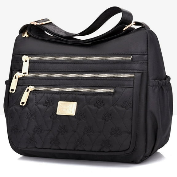 Raistyw Crossbody Bag for Women, Multiple Pockets Nylon Shoulder Bag Purse Lightweight Handbags for Travel, Office, Black