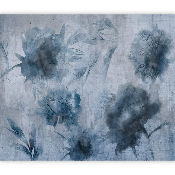artgeist Wall Mural Flowers Floral 98x69 in - XXL Non-Woven Wallpaper Fleece Wall Decor Photo Print Picture Image Design Nature Botanical Plants Leaves Blue b-A-0833-a-a